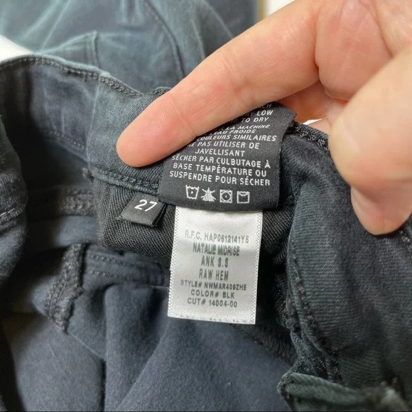 Hudson Jeans Natalie Midrise Ankle Raw Hem Black Jeans 27 - Picture 7 of 10